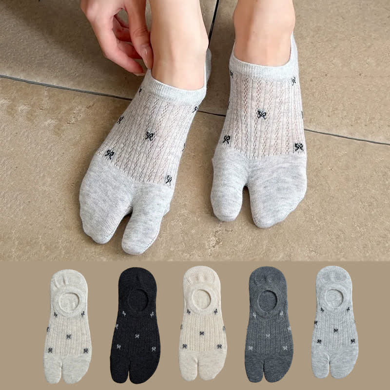 Chaussettes invisibles à bout fendu et côtelées douces (5 paires) - Multicolore - UE35-39 (US2-6) - image 0