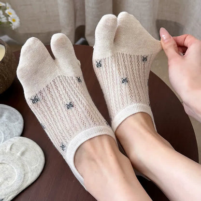Chaussettes invisibles à bout fendu et côtelées douces (5 paires) - image 2