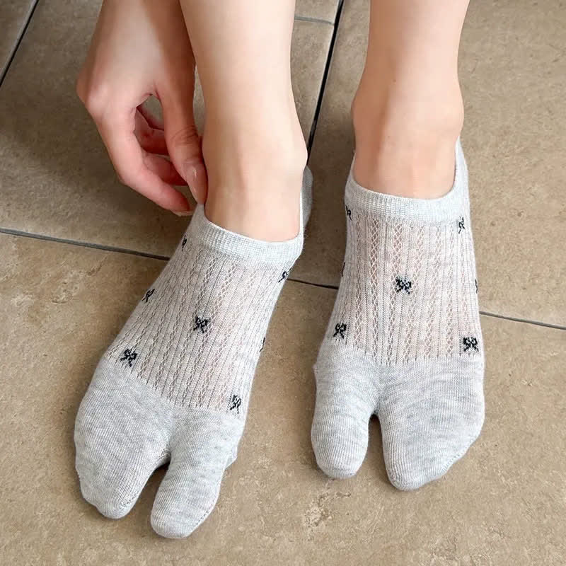 Chaussettes invisibles à bout fendu et côtelées douces (5 paires) - image 3