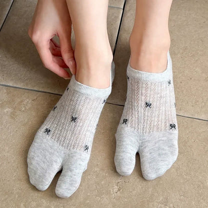 Chaussettes invisibles à bout fendu et côtelées douces (5 paires) - image 3
