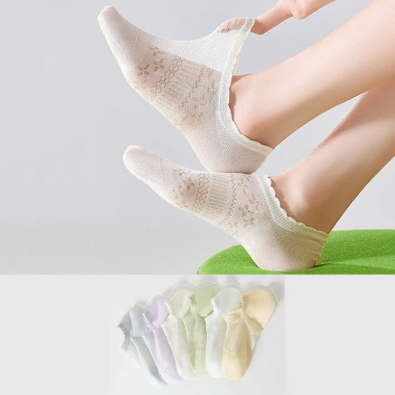 Chaussettes invisibles à motif floral transparent (6 paires) - image 0