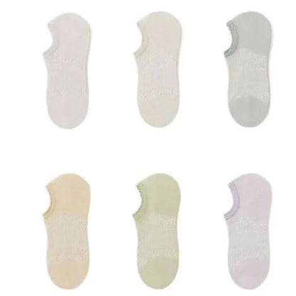 Chaussettes invisibles à motif floral transparent (6 paires) - Vert clair - UE35-39 (US2-6) - image 7