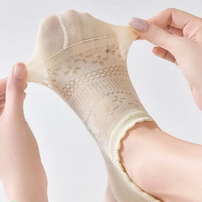 Chaussettes invisibles à motif floral transparent (6 paires) - image 1
