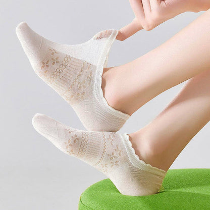 Chaussettes invisibles à motif floral transparent (6 paires) - image 3