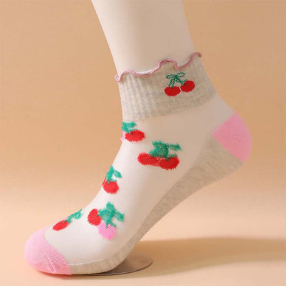 Chaussettes à volants en maille cerise (6 paires) - image 7