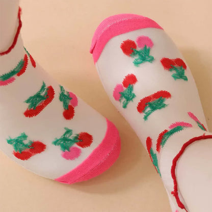Chaussettes à volants en maille cerise (6 paires) - image 3