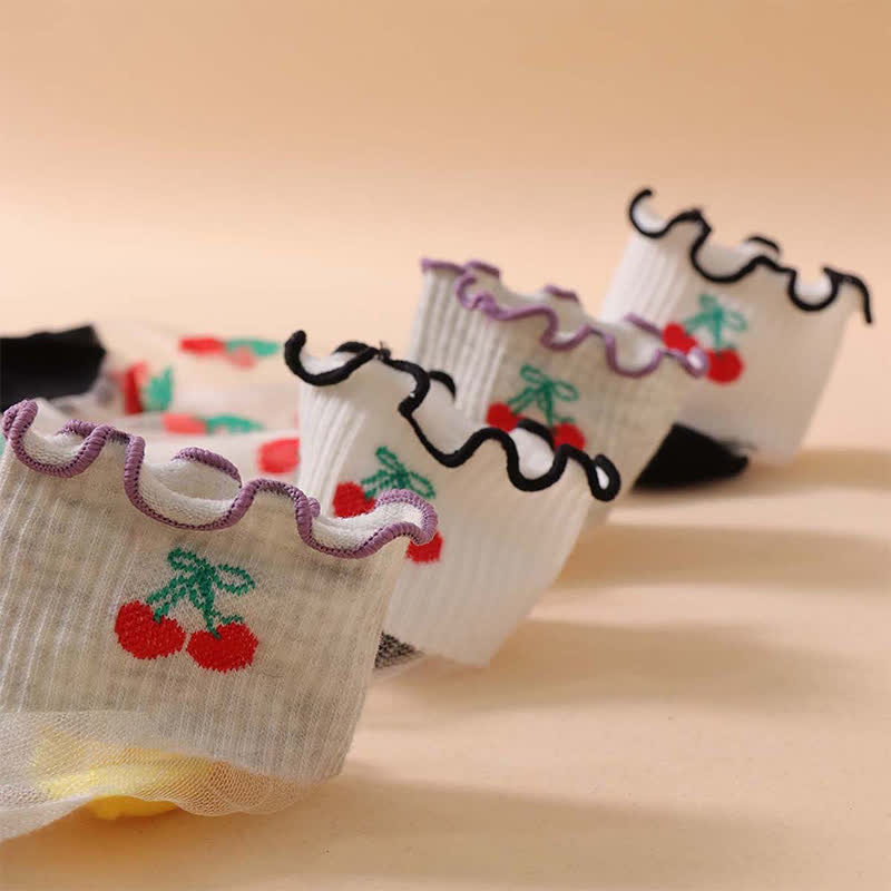 Chaussettes à volants en maille cerise (6 paires) - image 5