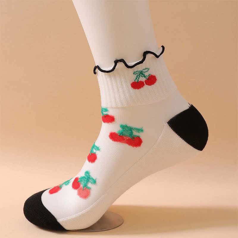 Chaussettes à volants en maille cerise (6 paires) - image 10