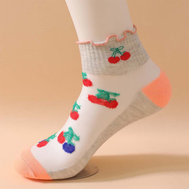 Chaussettes à volants en maille cerise (6 paires) - image 11