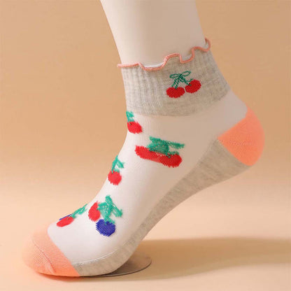 Chaussettes à volants en maille cerise (6 paires) - image 11