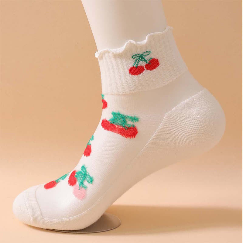 Chaussettes à volants en maille cerise (6 paires) - image 9