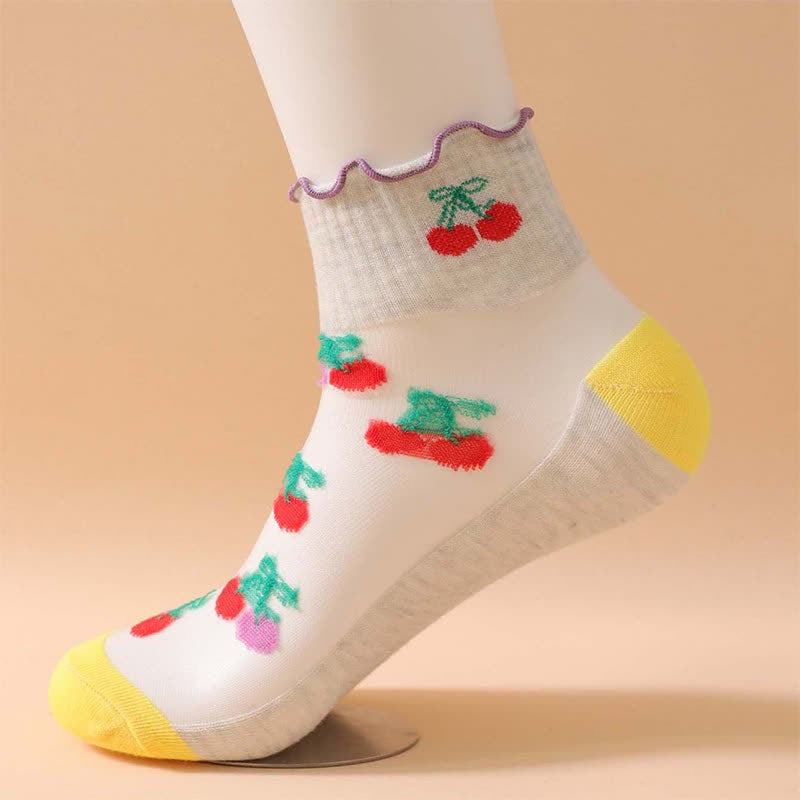 Chaussettes à volants en maille cerise (6 paires) - image 8