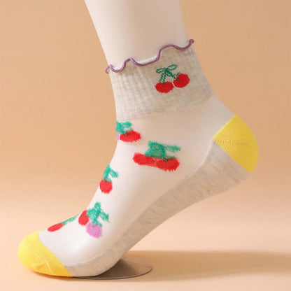 Chaussettes à volants en maille cerise (6 paires) - image 8
