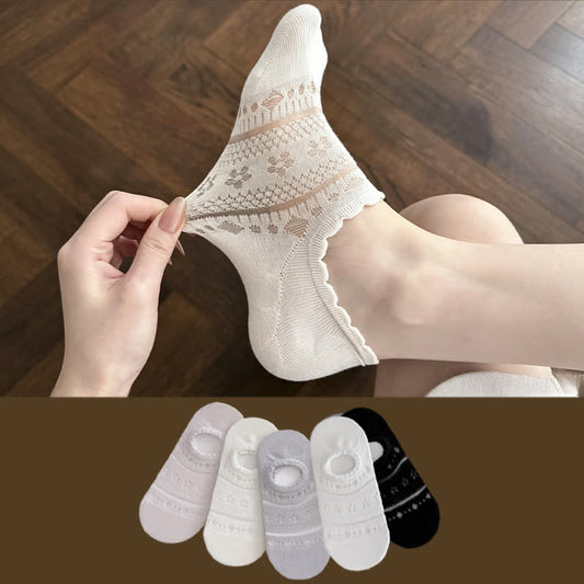 Chaussettes invisibles en dentelle et résille (5 paires) - image 0