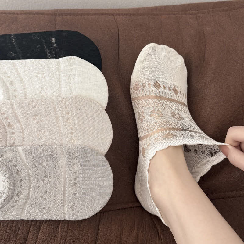 Chaussettes invisibles en dentelle et résille (5 paires) - image 4