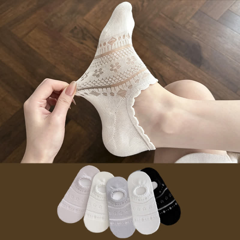 Chaussettes invisibles en dentelle et résille (5 paires) - image 0