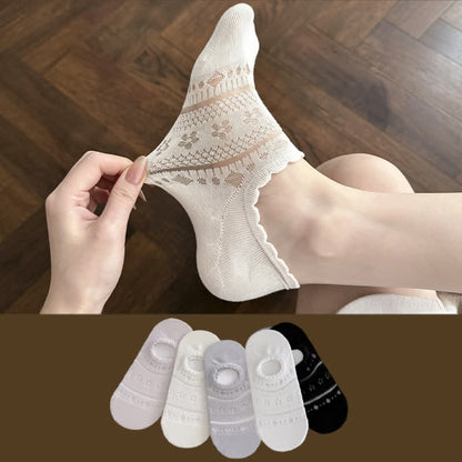 Chaussettes invisibles en dentelle et résille (5 paires) - image 0