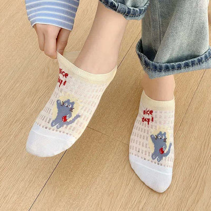 Chaussettes invisibles respirantes et mignonnes (5 paires) - image 4