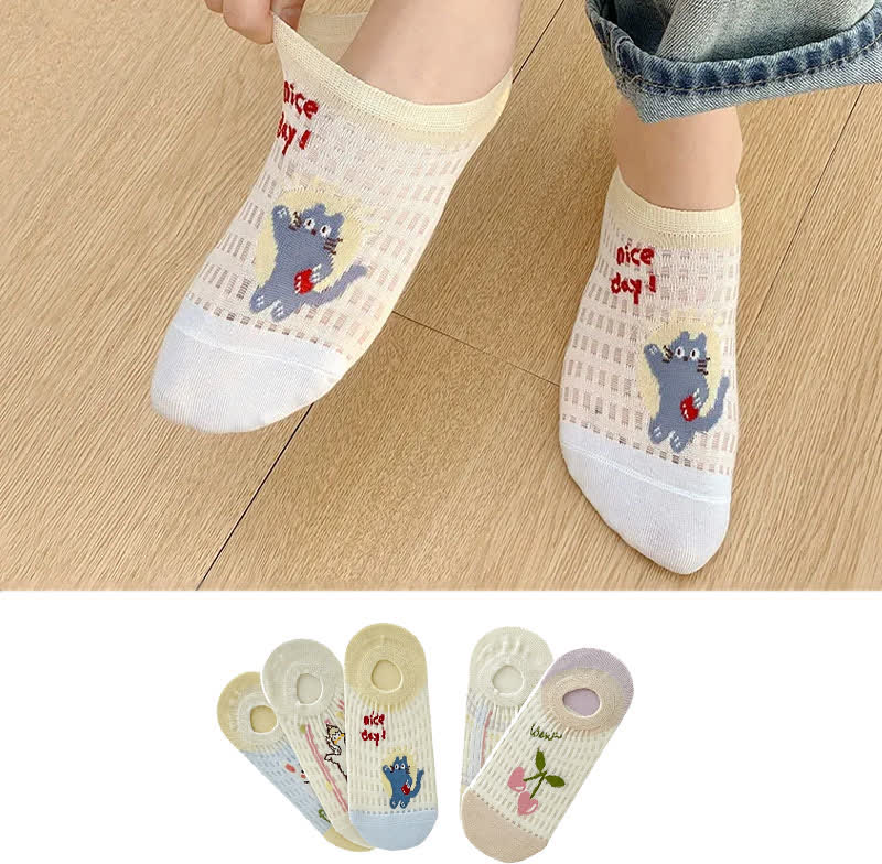 Chaussettes invisibles respirantes et mignonnes (5 paires) - image 2