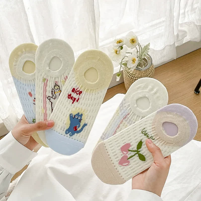 Chaussettes invisibles respirantes et mignonnes (5 paires) - image 8