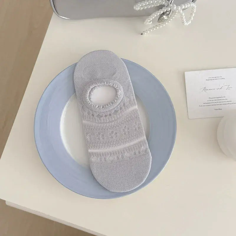 Chaussettes invisibles en dentelle et résille (5 paires) - Gris - EU36-40(US3-7) - image 13
