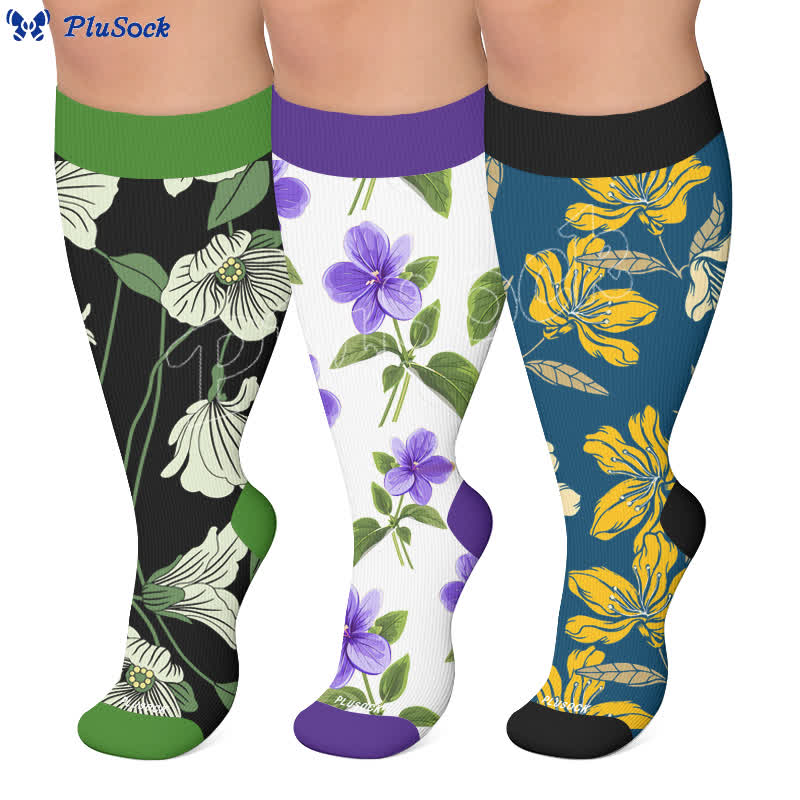 Chaussettes de compression grandes tailles à motif floral pour jardin - image 0