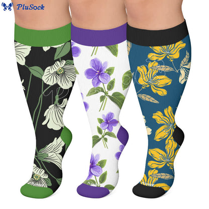 Chaussettes de compression grandes tailles à motif floral pour jardin - image 0