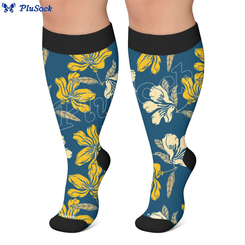 Chaussettes de compression grandes tailles à motif floral pour jardin - image 7