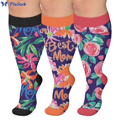 Chaussettes de compression grandes tailles à motifs floraux - image 0