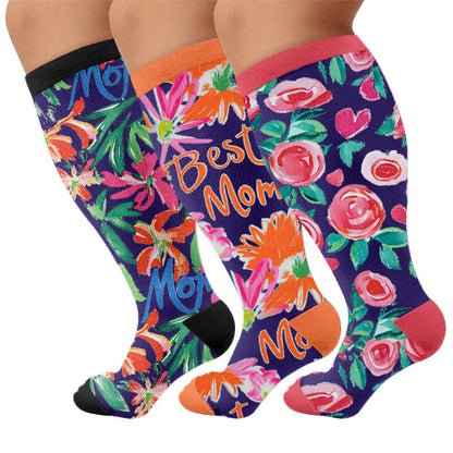 Chaussettes de compression grandes tailles à motifs floraux - Multicolore (3 paires) - 4XL - image 4