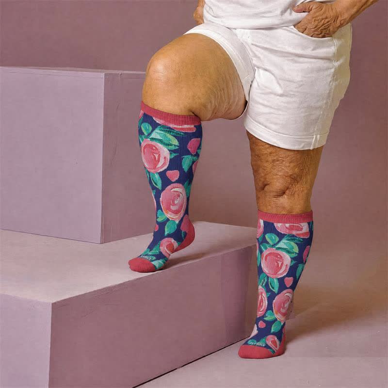 Chaussettes de compression grandes tailles à motifs floraux - image 3