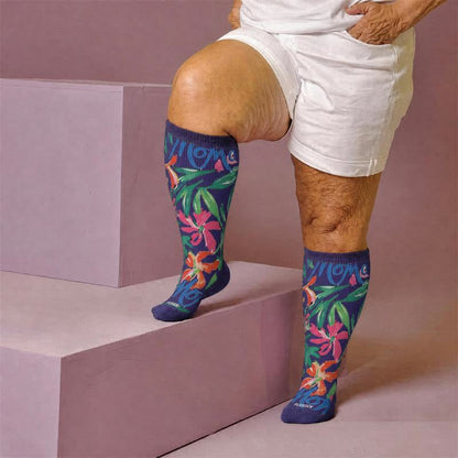 Chaussettes de compression grandes tailles à motifs floraux - image 1