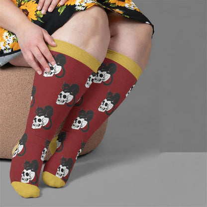 Chaussettes de compression grandes tailles à motif chat et fleurs - image 3