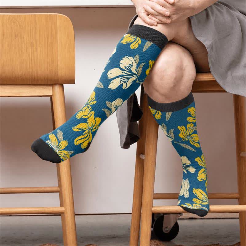 Chaussettes de compression grandes tailles à motif floral pour jardin - image 3