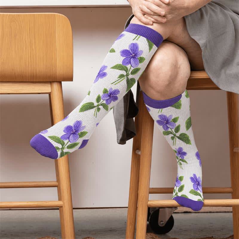 Chaussettes de compression grandes tailles à motif floral pour jardin - image 2