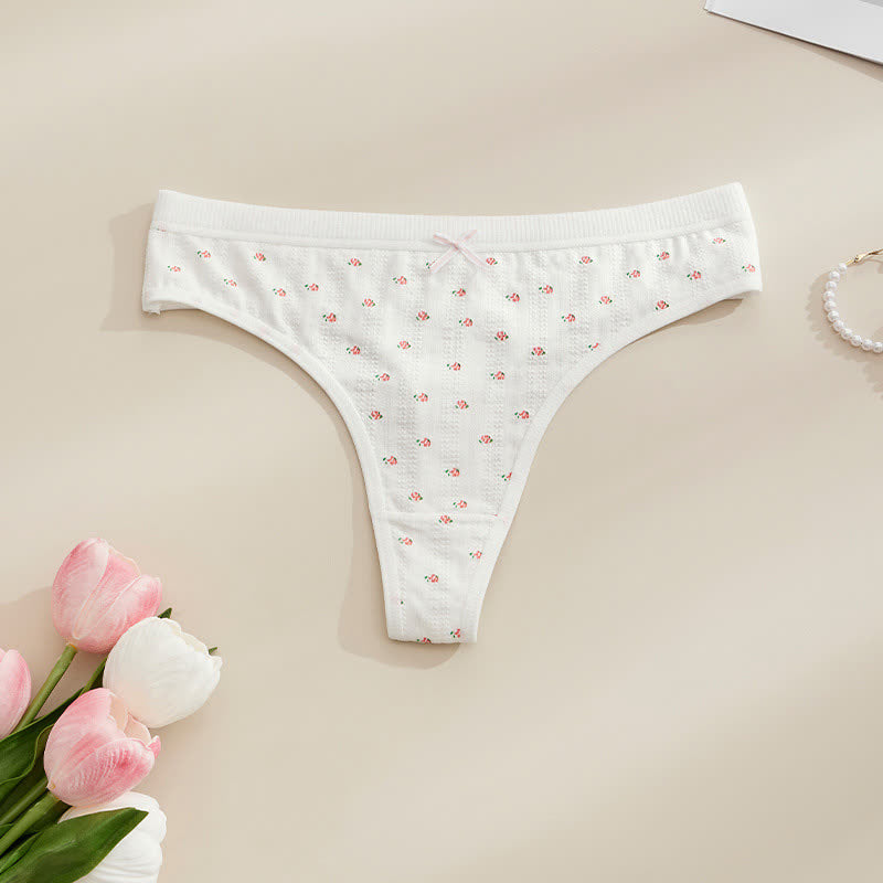 Culottes string côtelées douces avec nœud (paquet de 5) - Blanc-A - XL - image 7