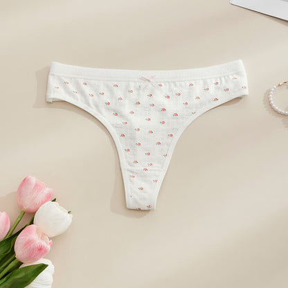 Culottes string côtelées douces avec nœud (paquet de 5) - Blanc-A - XL - image 7