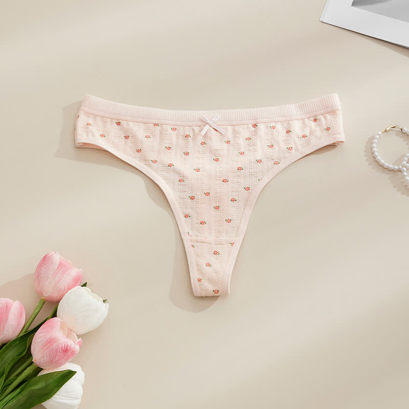 Culottes string côtelées douces avec nœud (paquet de 5) - Rose - XL - image 9