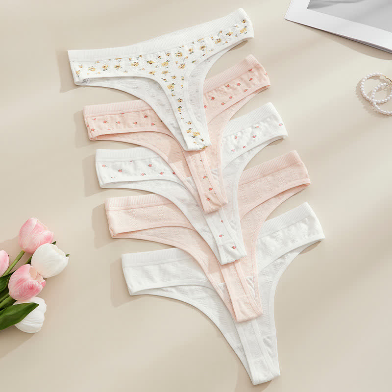 Culottes string côtelées douces avec nœud (paquet de 5) - Multicolore - XL - image 12