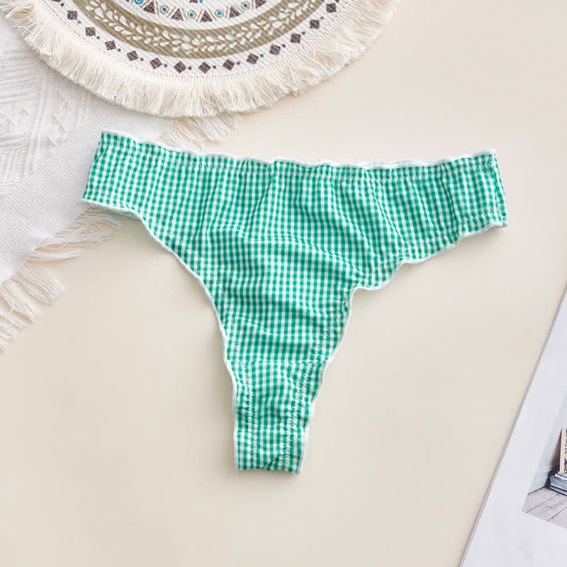 Culottes string à carreaux vichy doux (paquet de 3) - Vert - XL - image 5