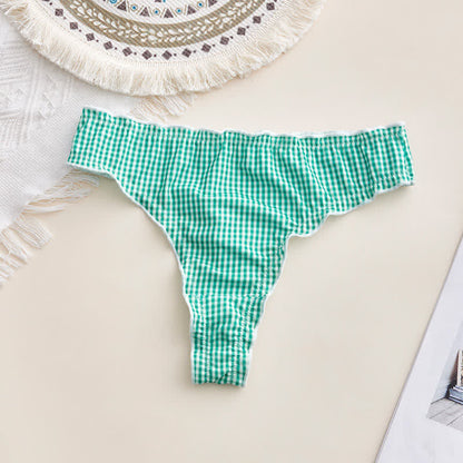 Culottes string à carreaux vichy doux (paquet de 3) - Vert - XL - image 5