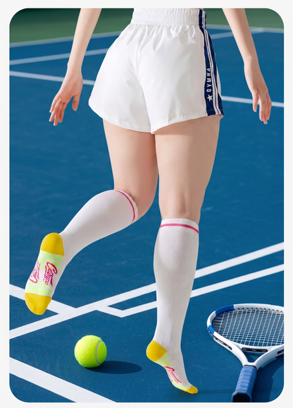Chaussettes de compression à rayures sportives (2 paires) - Jaune - EU36-40(US3-7) - image 1