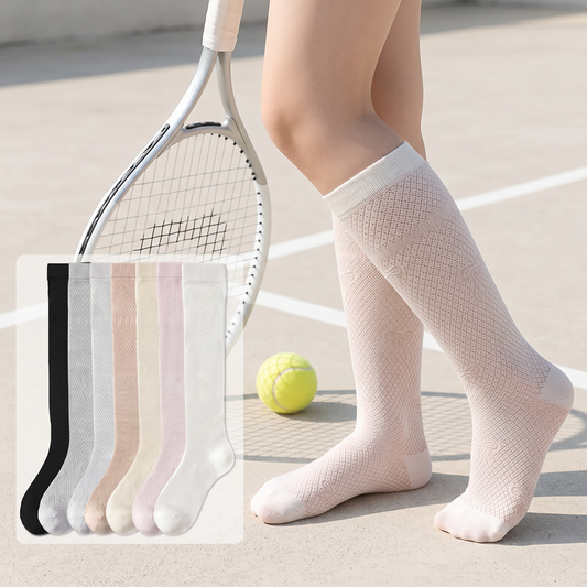 Chaussettes hautes côtelées en maille transparente (4 paires) - image 0
