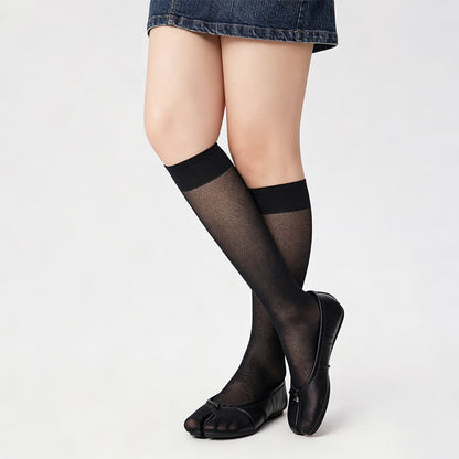 Chaussettes hautes côtelées transparentes à orteils fendus (3 paires) - Noir - 40(US2-7) - image 4