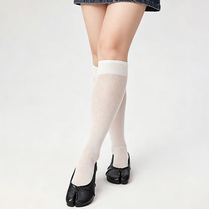 Chaussettes hautes côtelées transparentes à orteils fendus (3 paires) - Blanc - 40(US2-7) - image 0