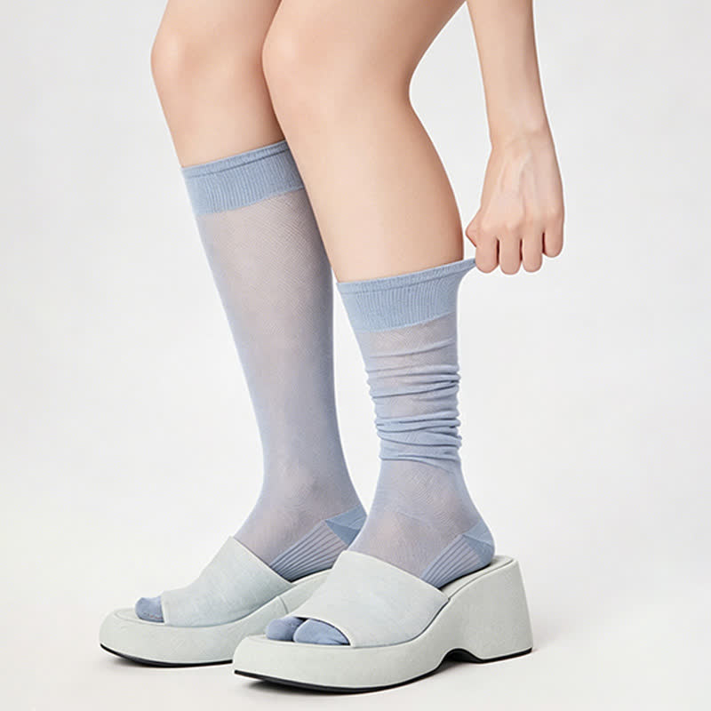 Chaussettes hautes côtelées transparentes à orteils fendus (3 paires) - image 2