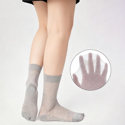 Chaussettes hautes côtelées transparentes à orteils fendus (3 paires) - image 3
