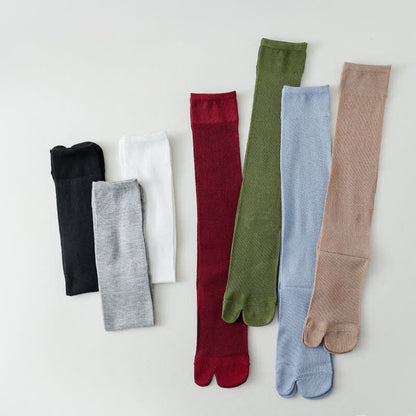 Chaussettes hautes côtelées transparentes à orteils fendus (3 paires) - Vert + Vin + Noir - 40(US2-7) - image 1