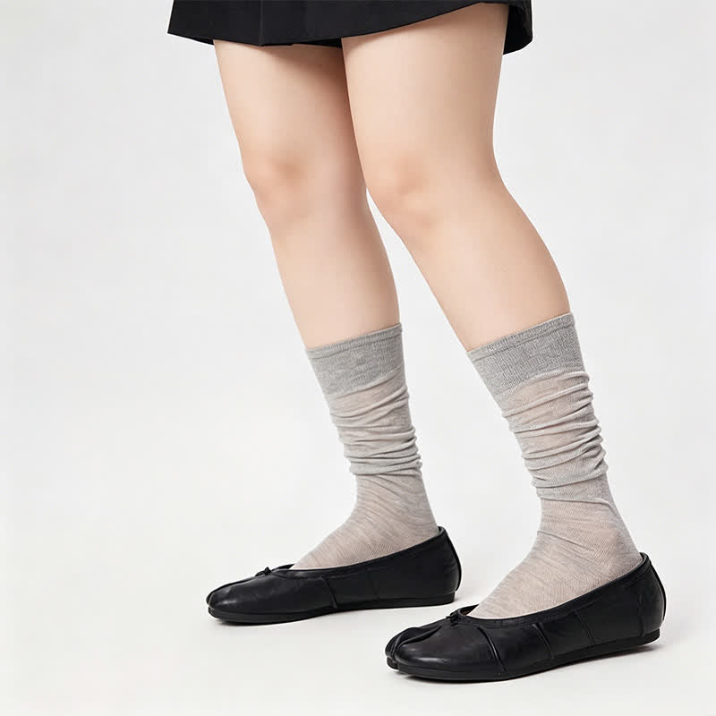 Chaussettes hautes côtelées transparentes à orteils fendus (3 paires) - Gris - 40(US2-7) - image 5