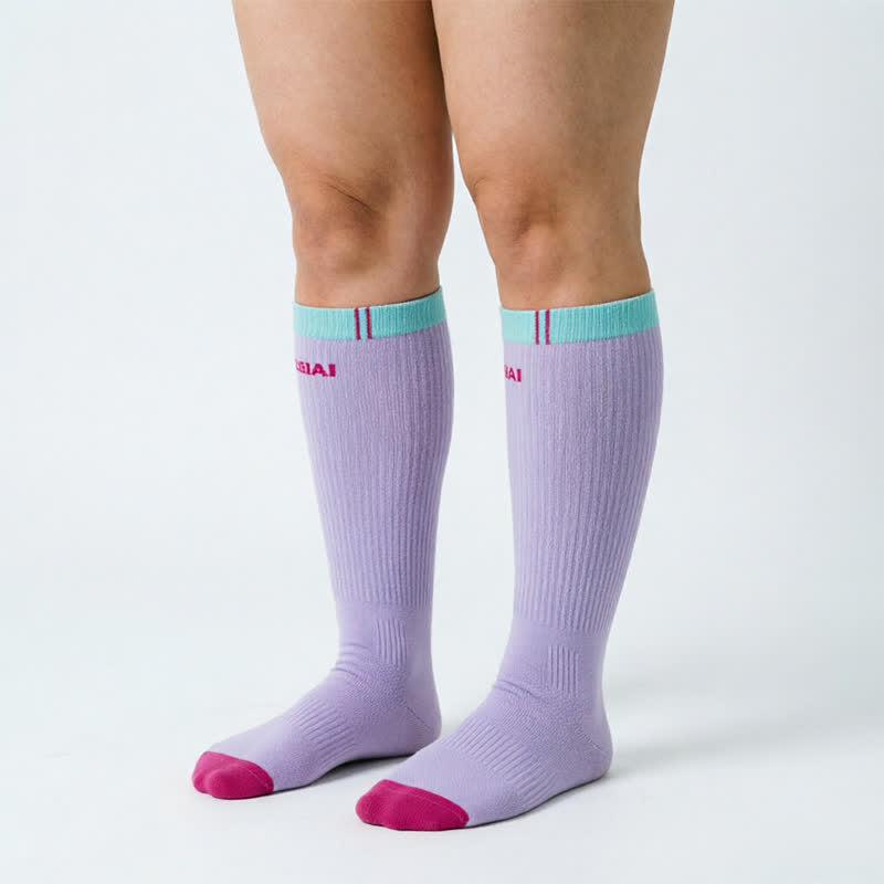 Chaussettes de compression à rayures colorées (2 paires) - image 3
